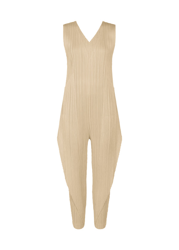 A product shot of the PLEATS PLEASE ISSEY MIYAKE  THICKER BOTTOMS 1 jumpsuit in light beige (40)