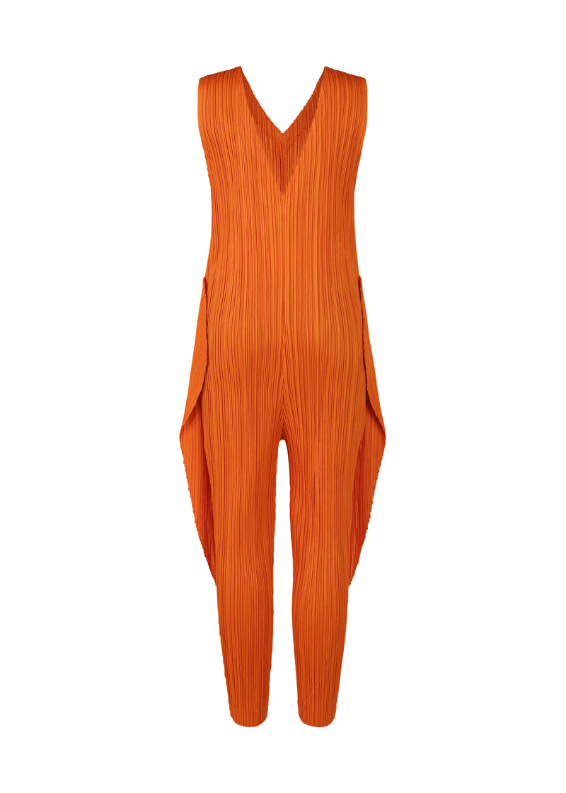 A detail shot of the PLEATS PLEASE ISSEY MIYAKE  THICKER BOTTOMS 1 jumpsuit