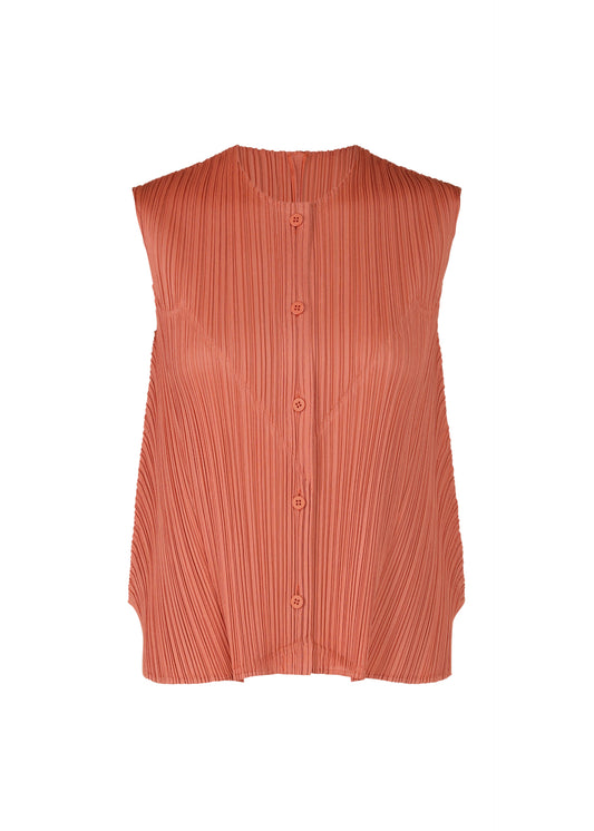 A product shot of the PLEATS PLEASE ISSEY MIYAKE  SOLAR FLARE shirt in coral pink (25)