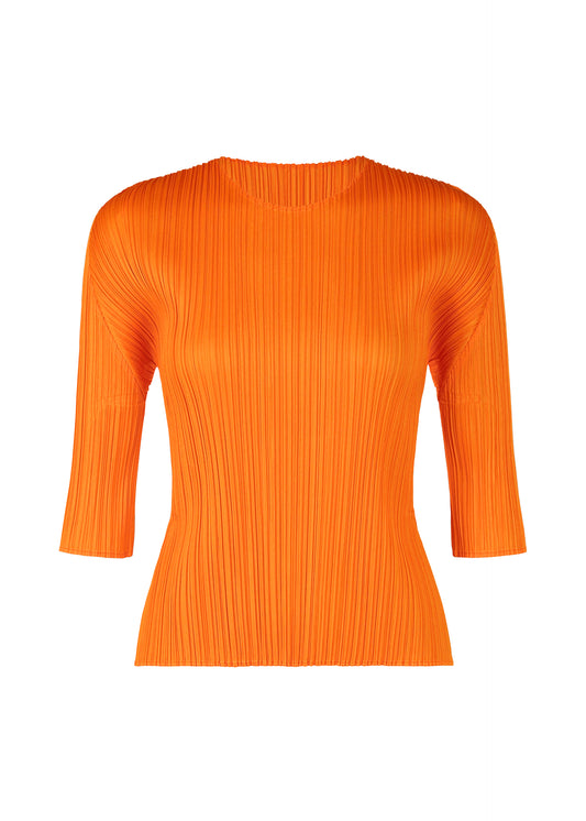 A product shot of the PLEATS PLEASE ISSEY MIYAKE  MONTHLY COLORS JULY top in orange (32)