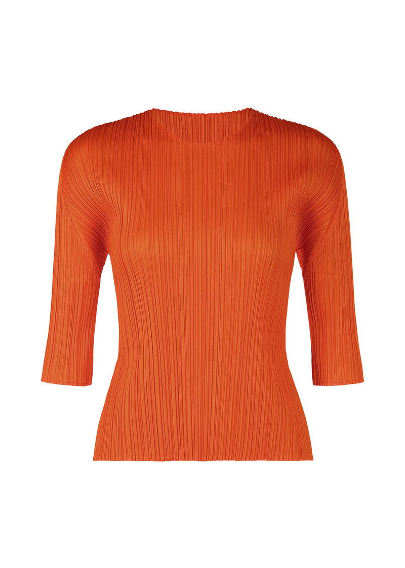 A product shot of the PLEATS PLEASE ISSEY MIYAKE  MONTHLY COLORS JULY top in dark orange (33)