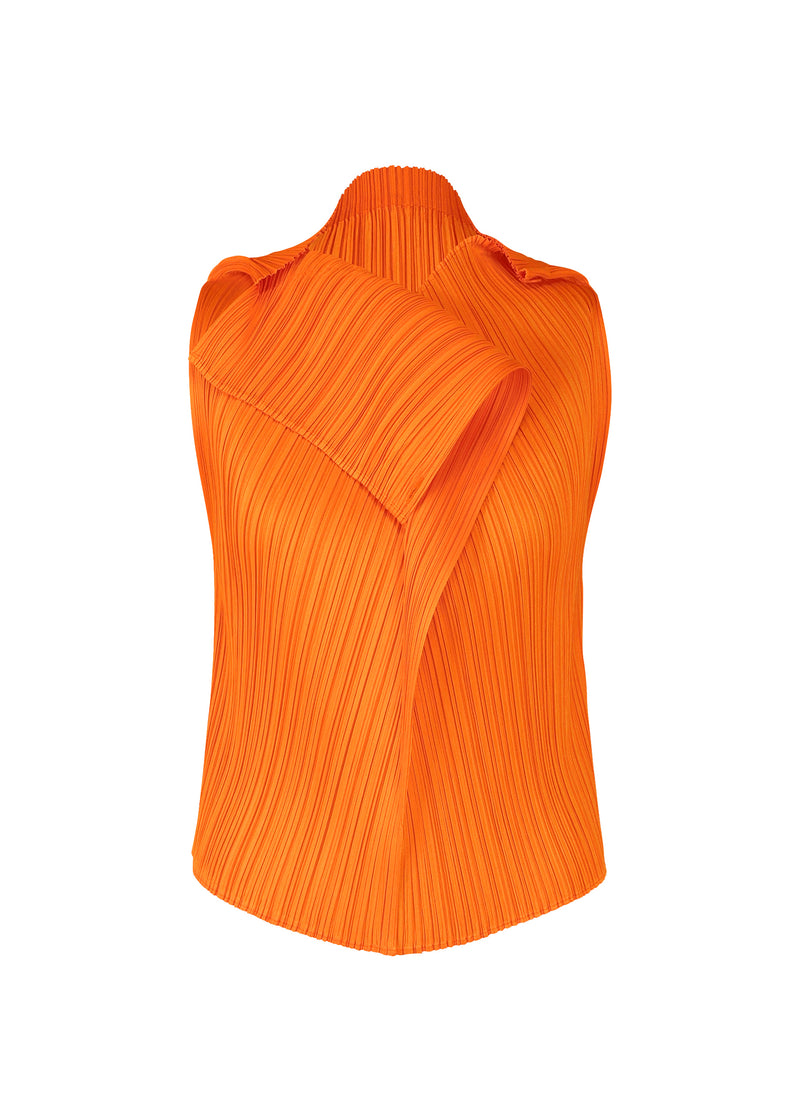 A product shot of the PLEATS PLEASE ISSEY MIYAKE  MONTHLY COLORS JULY top in orange (32)