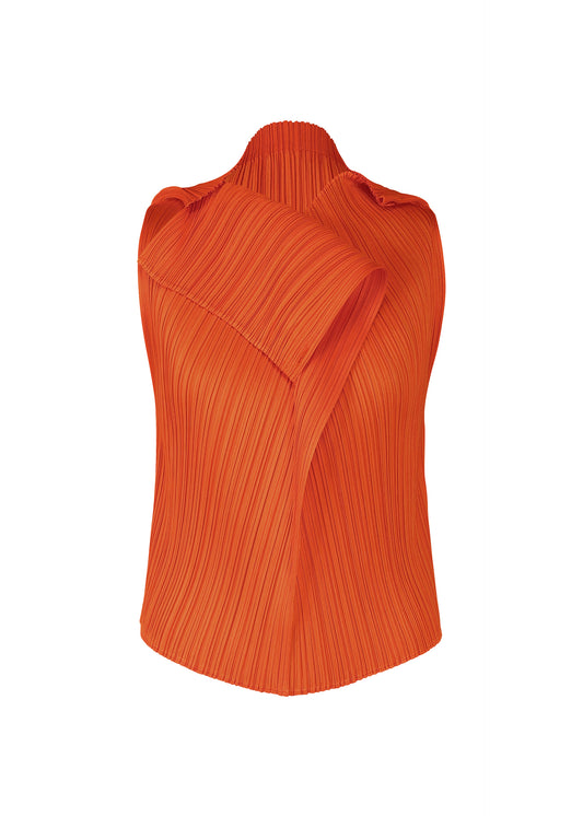 A product shot of the PLEATS PLEASE ISSEY MIYAKE  MONTHLY COLORS JULY top in dark orange (33)