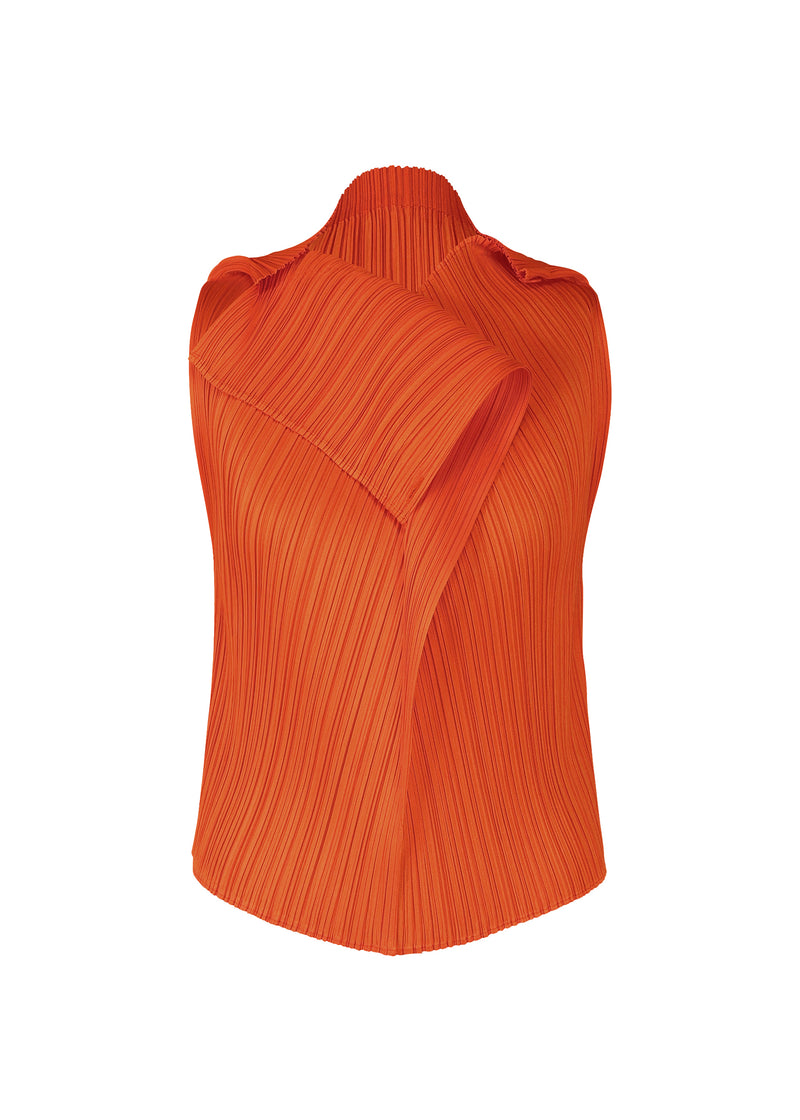 A product shot of the PLEATS PLEASE ISSEY MIYAKE  MONTHLY COLORS JULY top in dark orange (33)