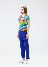 A model wears the PLEATS PLEASE ISSEY MIYAKE  VOYAGER top