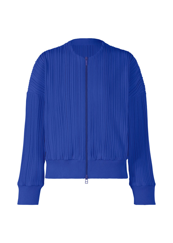 A product shot of the PLEATS PLEASE ISSEY MIYAKE CREPE KNIT jacket in blue (72).