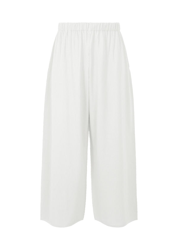 A product shot of the PLEATS PLEASE ISSEY MIYAKE  A POC FORM trousers in white (01)