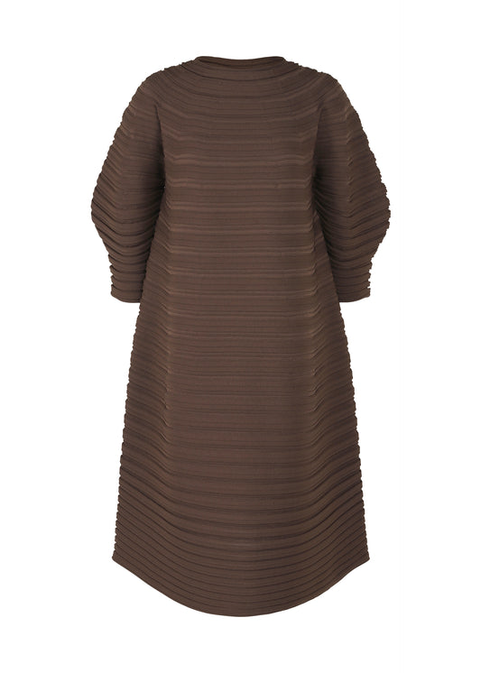 A product shot of the PLEATS PLEASE ISSEY MIYAKE  MUSHROOM KNIT dress in brown (44)