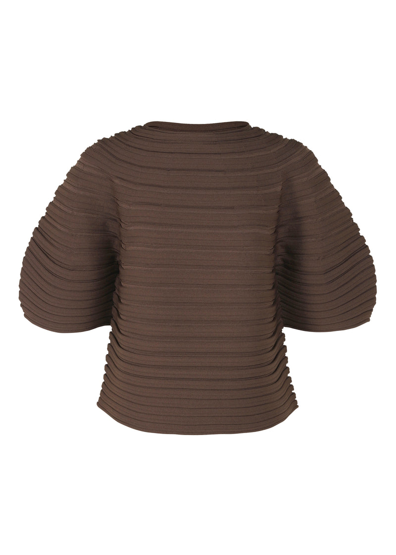 A product shot of the PLEATS PLEASE ISSEY MIYAKE  MUSHROOM KNIT top in brown (44)