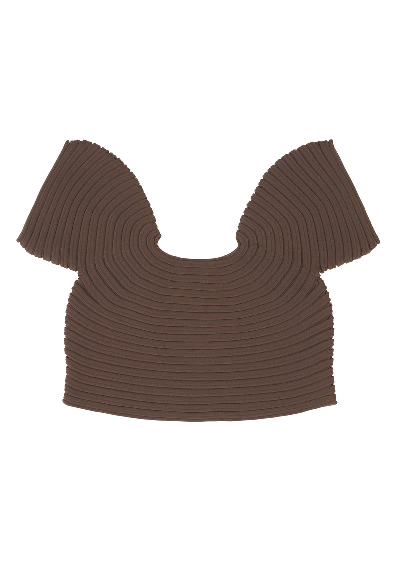 A detail shot of the PLEATS PLEASE ISSEY MIYAKE  MUSHROOM KNIT top