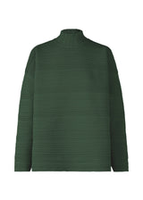 A product shot of the PLEATS PLEASE ISSEY MIYAKE CREPE KNIT top in deep green (68).