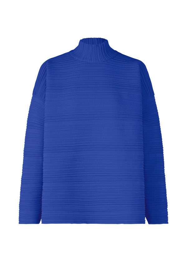 A product shot of the PLEATS PLEASE ISSEY MIYAKE CREPE KNIT top in blue (72).