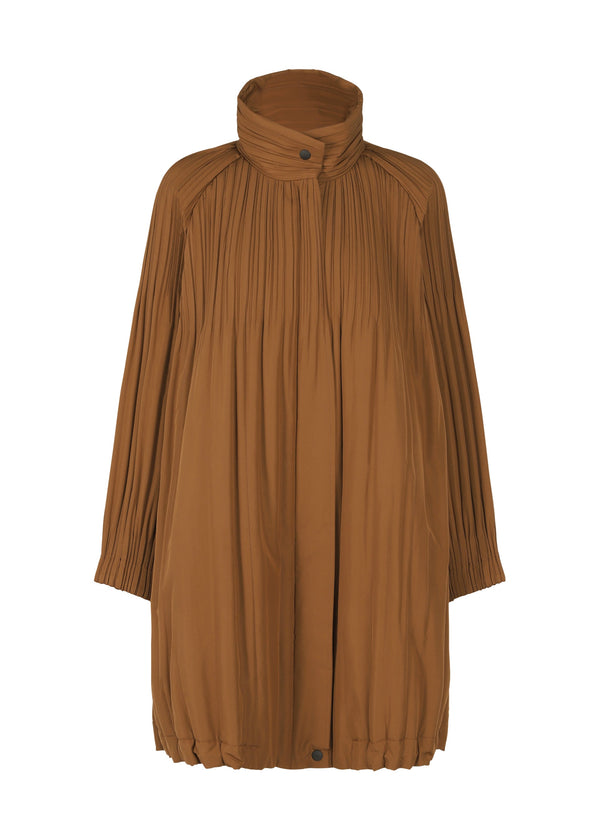 A product shot of the PLEATS PLEASE ISSEY MIYAKE PADDED PLEATS COAT coat in brown (44).