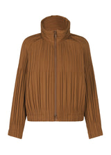 A product shot of the PLEATS PLEASE ISSEY MIYAKE PADDED PLEATS COAT jacket in brown (44).