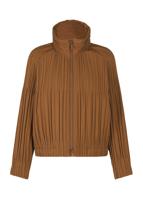 A product shot of the PLEATS PLEASE ISSEY MIYAKE PADDED PLEATS COAT jacket in brown (44).