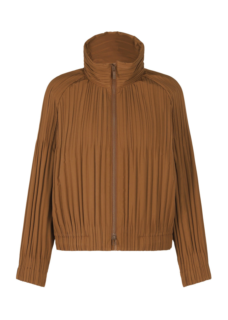 A product shot of the PLEATS PLEASE ISSEY MIYAKE PADDED PLEATS COAT jacket in brown (44).