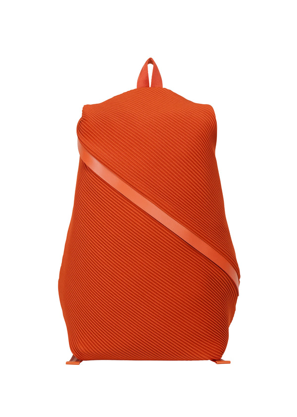 A product shot of the PLEATS PLEASE ISSEY MIYAKE  BIAS PLEATS BACKPACK backpack in dark orange (33)