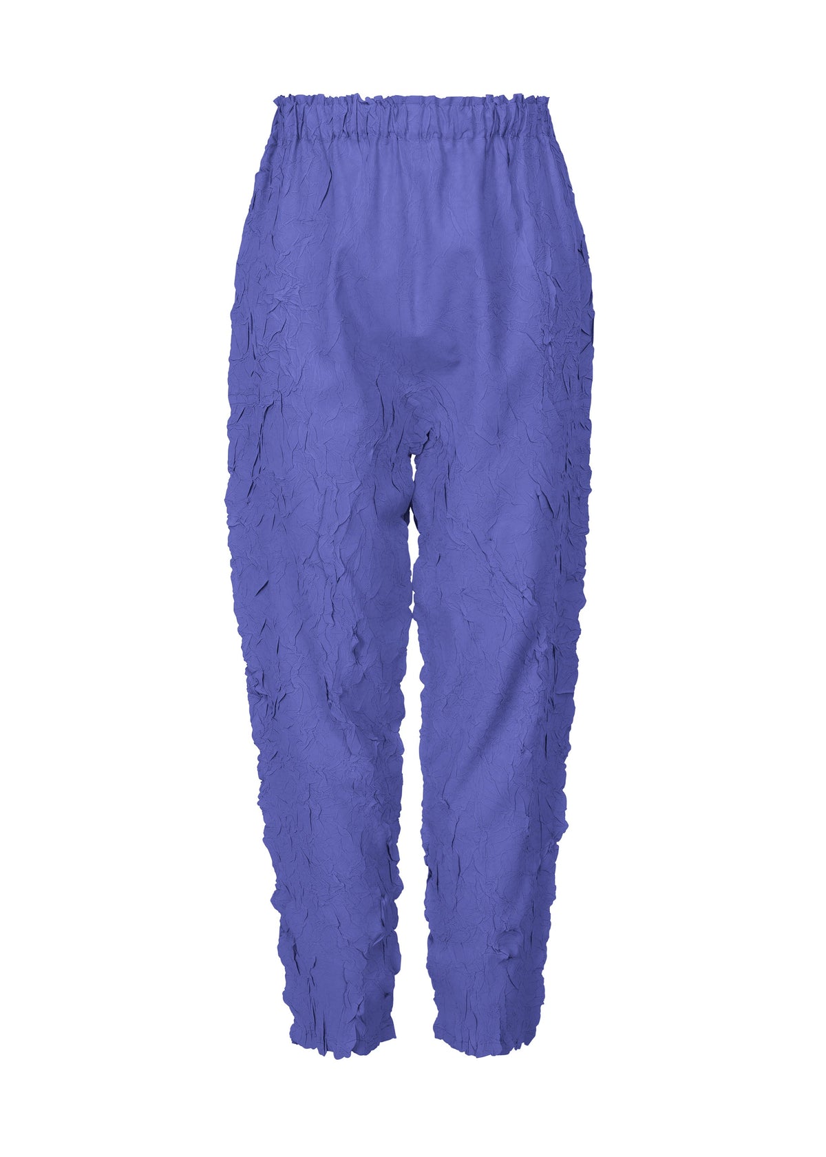 A product shot of the PLEATS PLEASE ISSEY MIYAKE CRUSH PRESS trousers in steel blue (74).