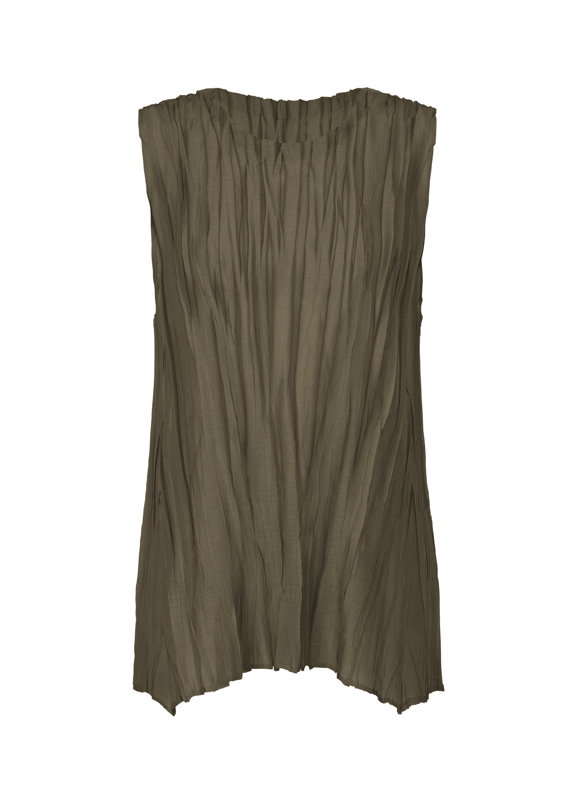 A product shot of the PLEATS PLEASE ISSEY MIYAKE SHEER TWIST top in brown (44).
