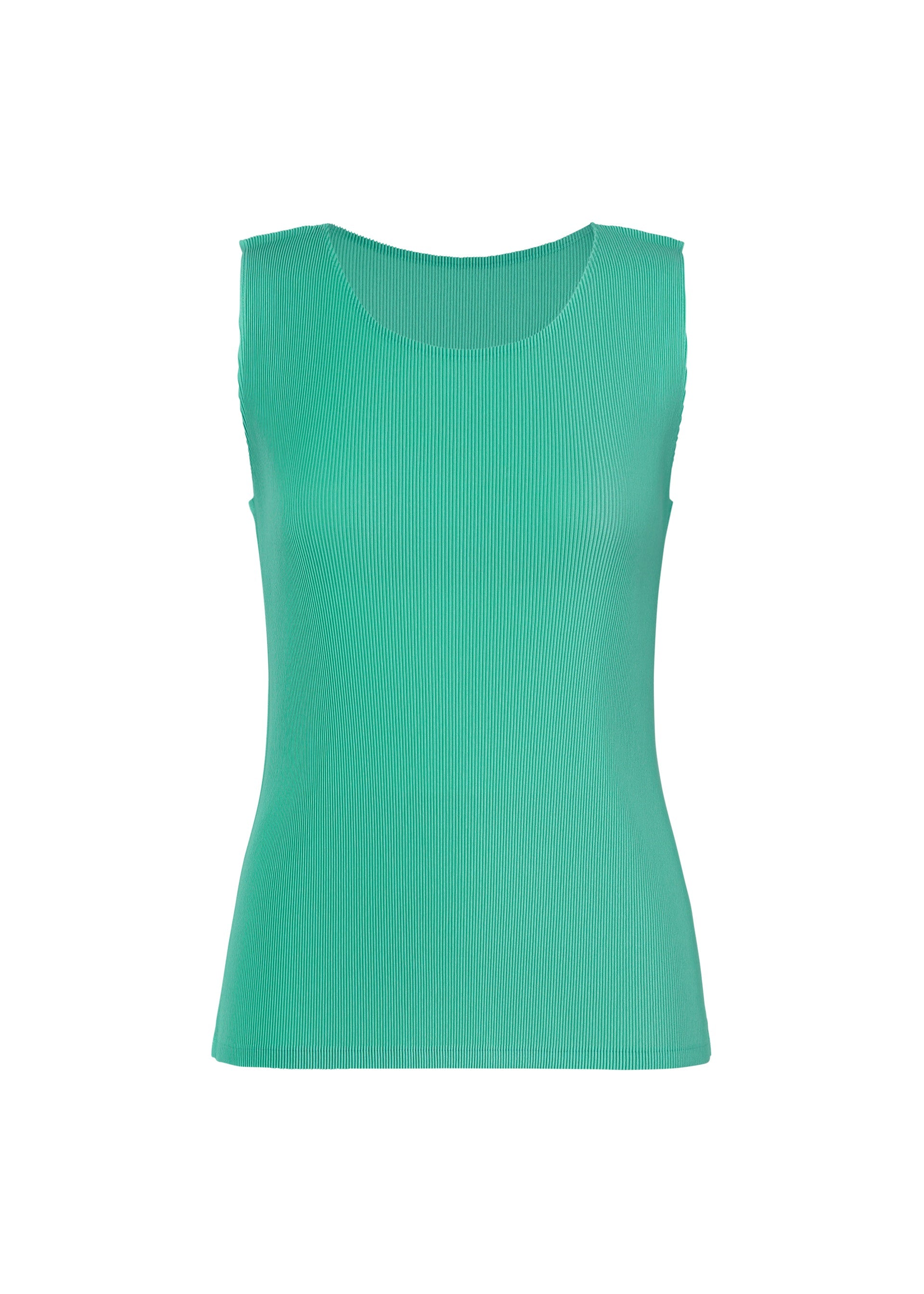 A product shot of the PLEATS PLEASE ISSEY MIYAKE MIST APRIL top in turquoise green (61).