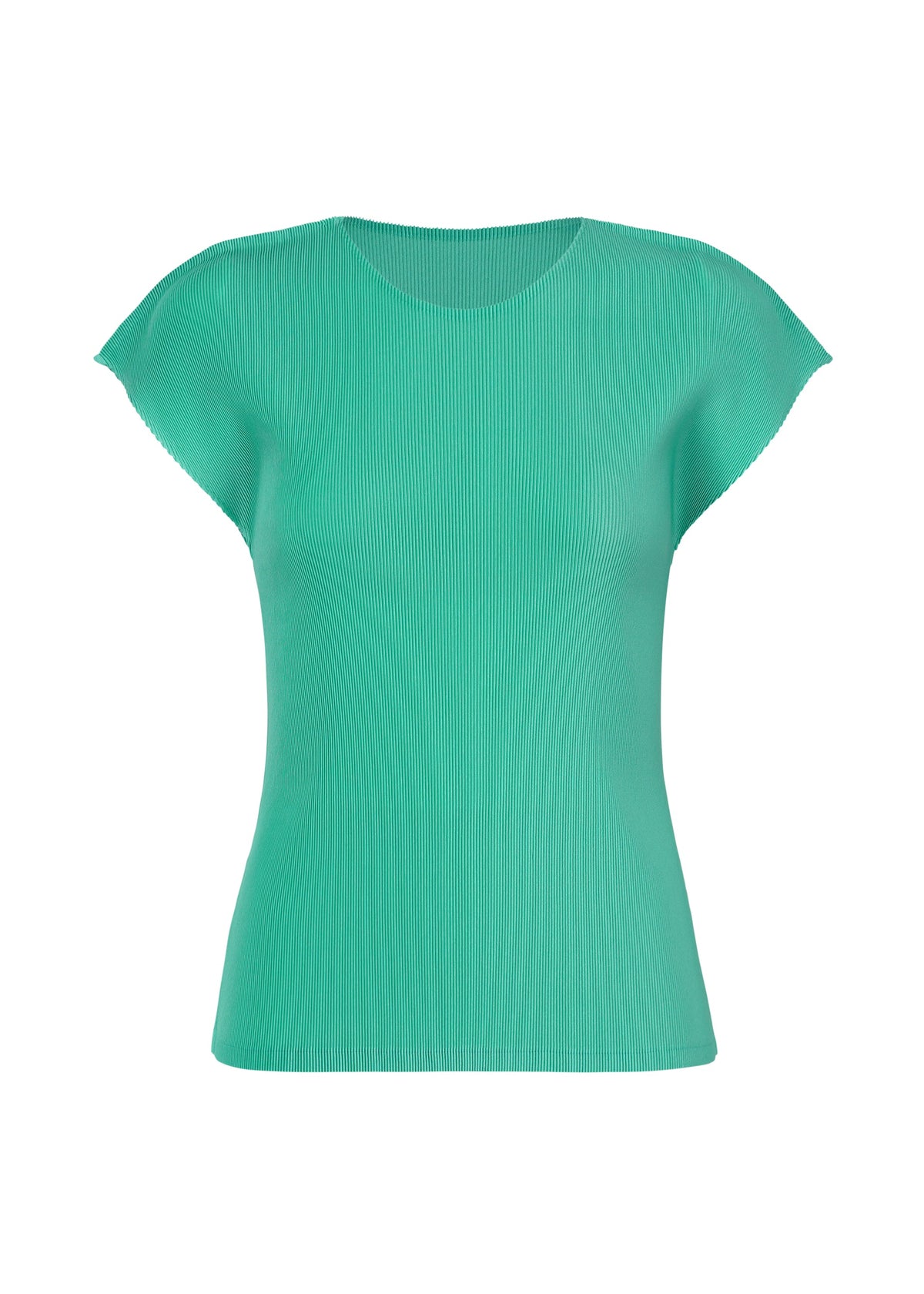 A product shot of the PLEATS PLEASE ISSEY MIYAKE MIST APRIL top in turquoise green (61).