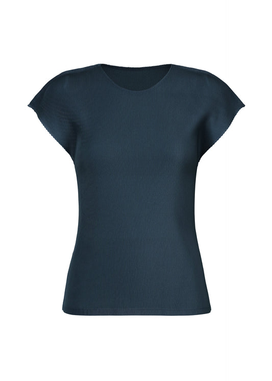 A product shot of the PLEATS PLEASE ISSEY MIYAKE MIST APRIL top in greyish navy (77).