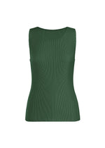 A product shot of the PLEATS PLEASE ISSEY MIYAKE MIST JUNE top in dark green (67).