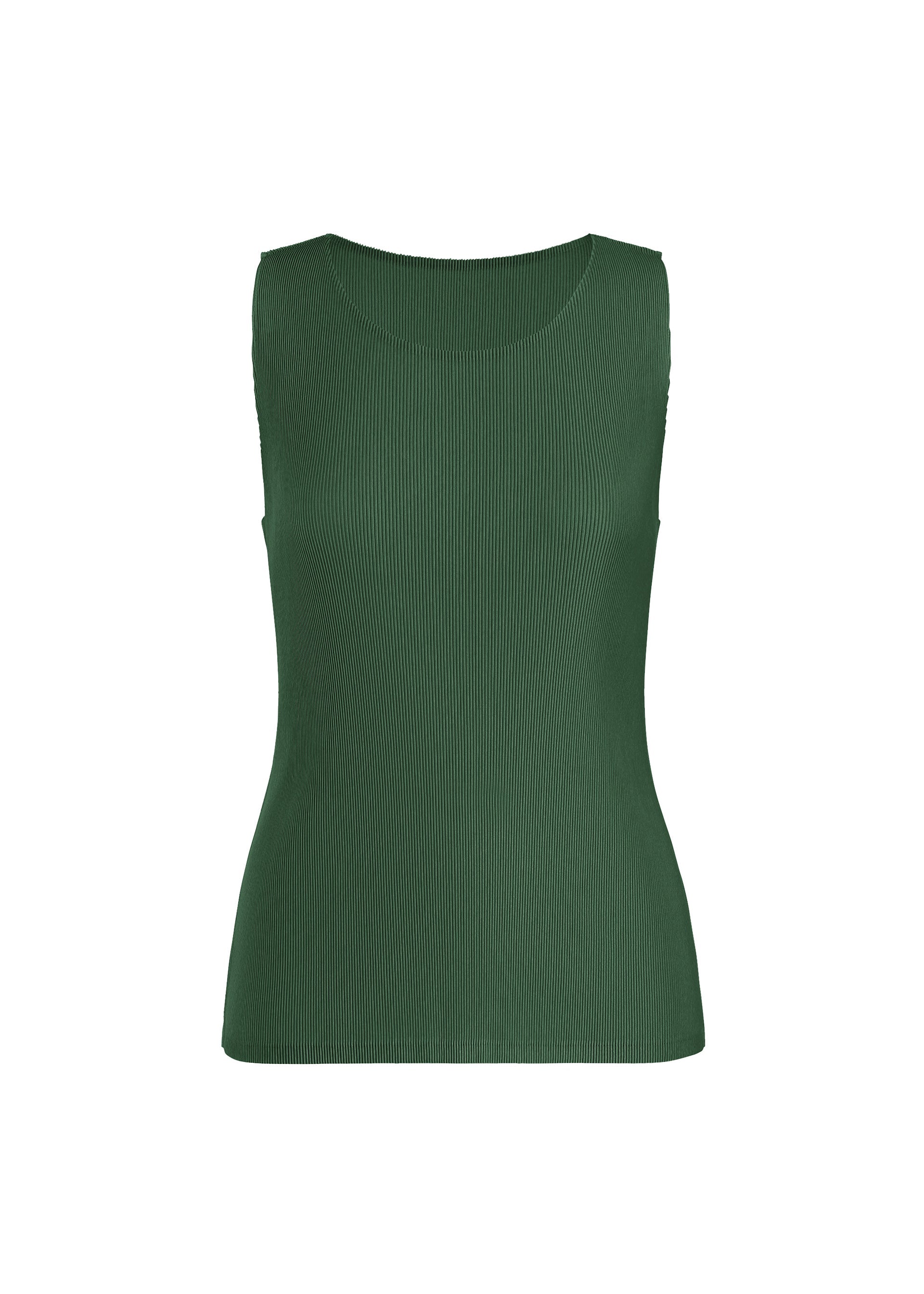 A product shot of the PLEATS PLEASE ISSEY MIYAKE MIST JUNE top in dark green (67).