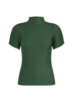 A product shot of the PLEATS PLEASE ISSEY MIYAKE MIST JUNE top in dark green (67).
