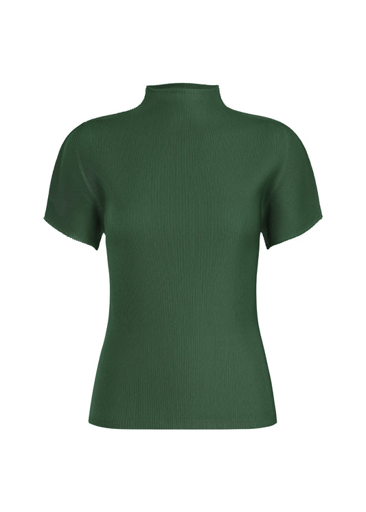 A product shot of the PLEATS PLEASE ISSEY MIYAKE MIST JUNE top in dark green (67).