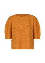 A product shot of the PLEATS PLEASE ISSEY MIYAKE CRUSH PRESS top in light brown (43).