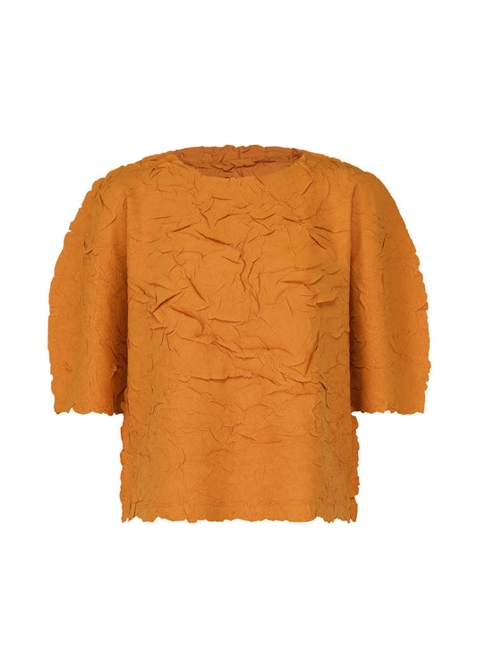 A product shot of the PLEATS PLEASE ISSEY MIYAKE CRUSH PRESS top in light brown (43).