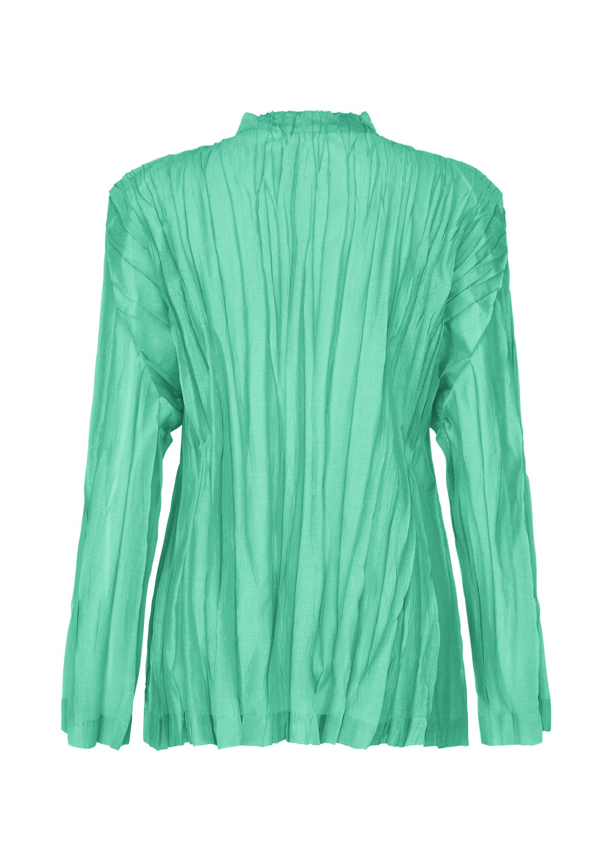 A detail shot of the PLEATS PLEASE ISSEY MIYAKE SHEER TWIST cardigan.