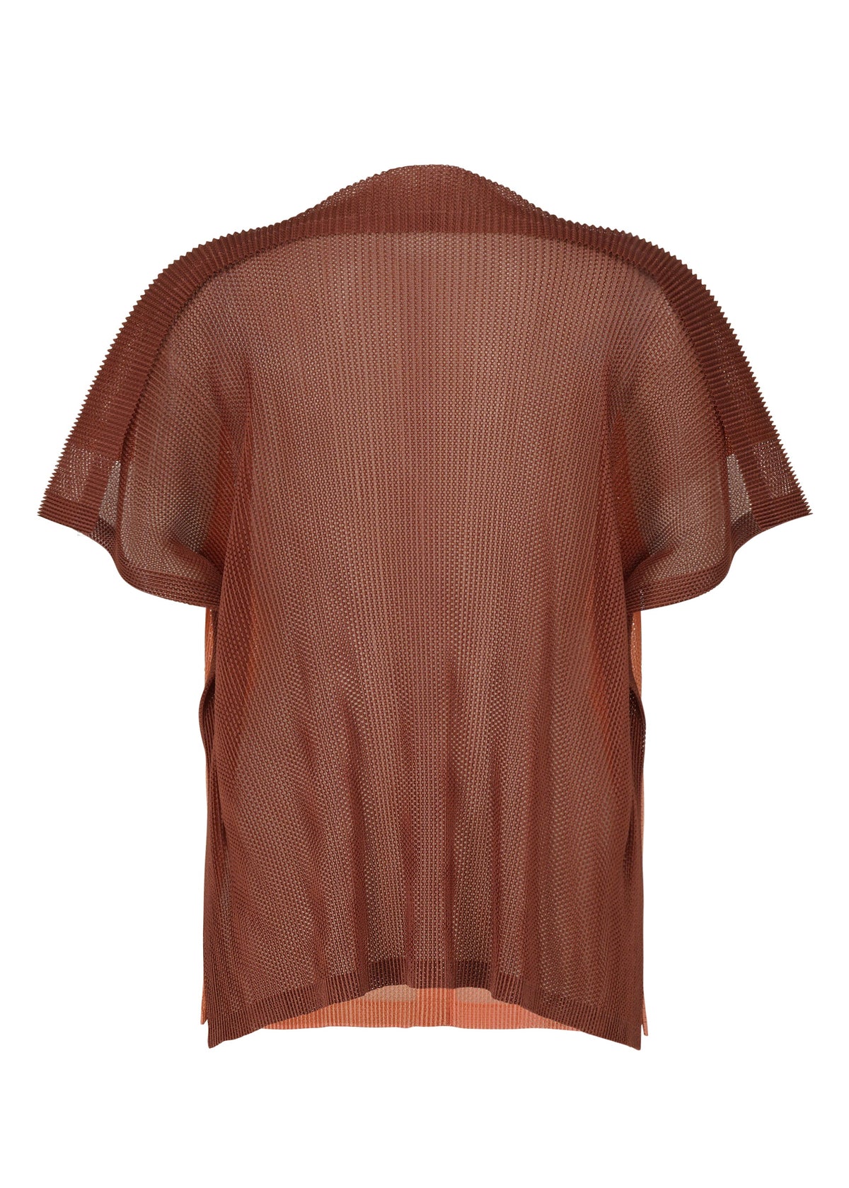 A detail shot of the PLEATS PLEASE ISSEY MIYAKE SHEER SQUARE cardigan.