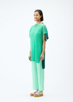 A model wears the PLEATS PLEASE ISSEY MIYAKE SHEER SQUARE tunic.