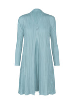 A product shot of the PLEATS PLEASE ISSEY MIYAKE MELLOW PLEATS coat in blue grey (13).