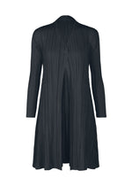 A product shot of the PLEATS PLEASE ISSEY MIYAKE MELLOW PLEATS coat in blue black (14).