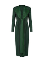 A product shot of the PLEATS PLEASE ISSEY MIYAKE MERRY BICOLOR coat in green (62).