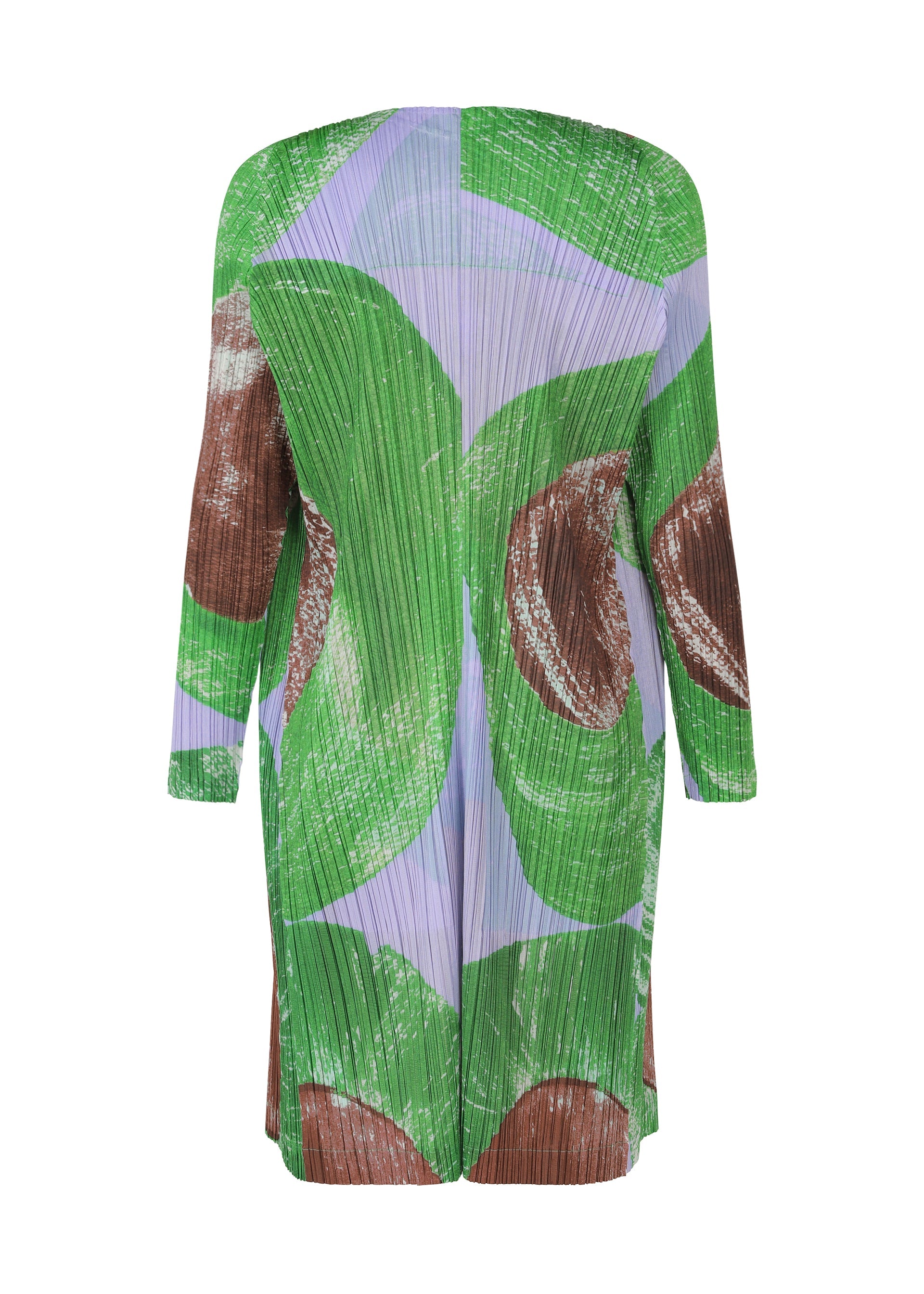 A detail shot of the PLEATS PLEASE ISSEY MIYAKE BACKLIGHT coat.