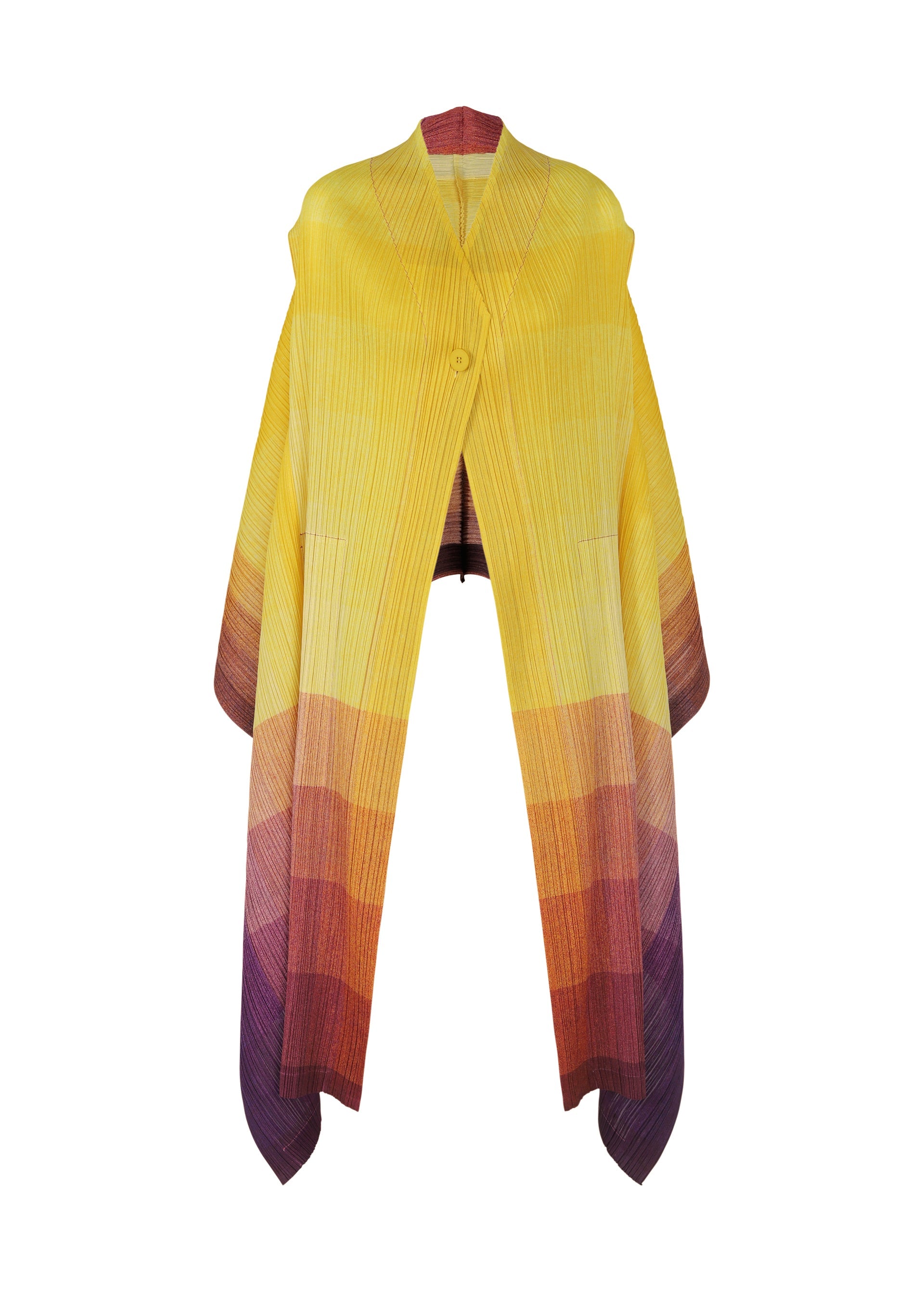 A product shot of the PLEATS PLEASE ISSEY MIYAKE PHOTON vest in yellow (52).