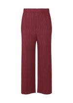 A product shot of the PLEATS PLEASE ISSEY MIYAKE MONTHLY COLORS MARCH trousers in bordeaux (84).