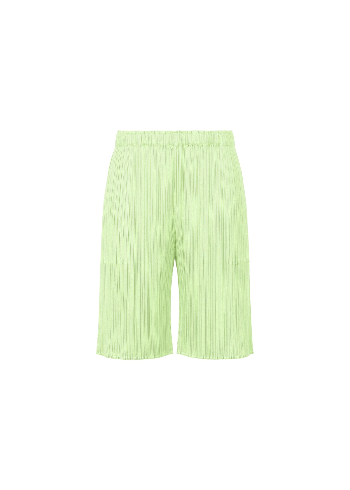 A product shot of the PLEATS PLEASE ISSEY MIYAKE MONTHLY COLORS : JUNE trousers in white green (5).