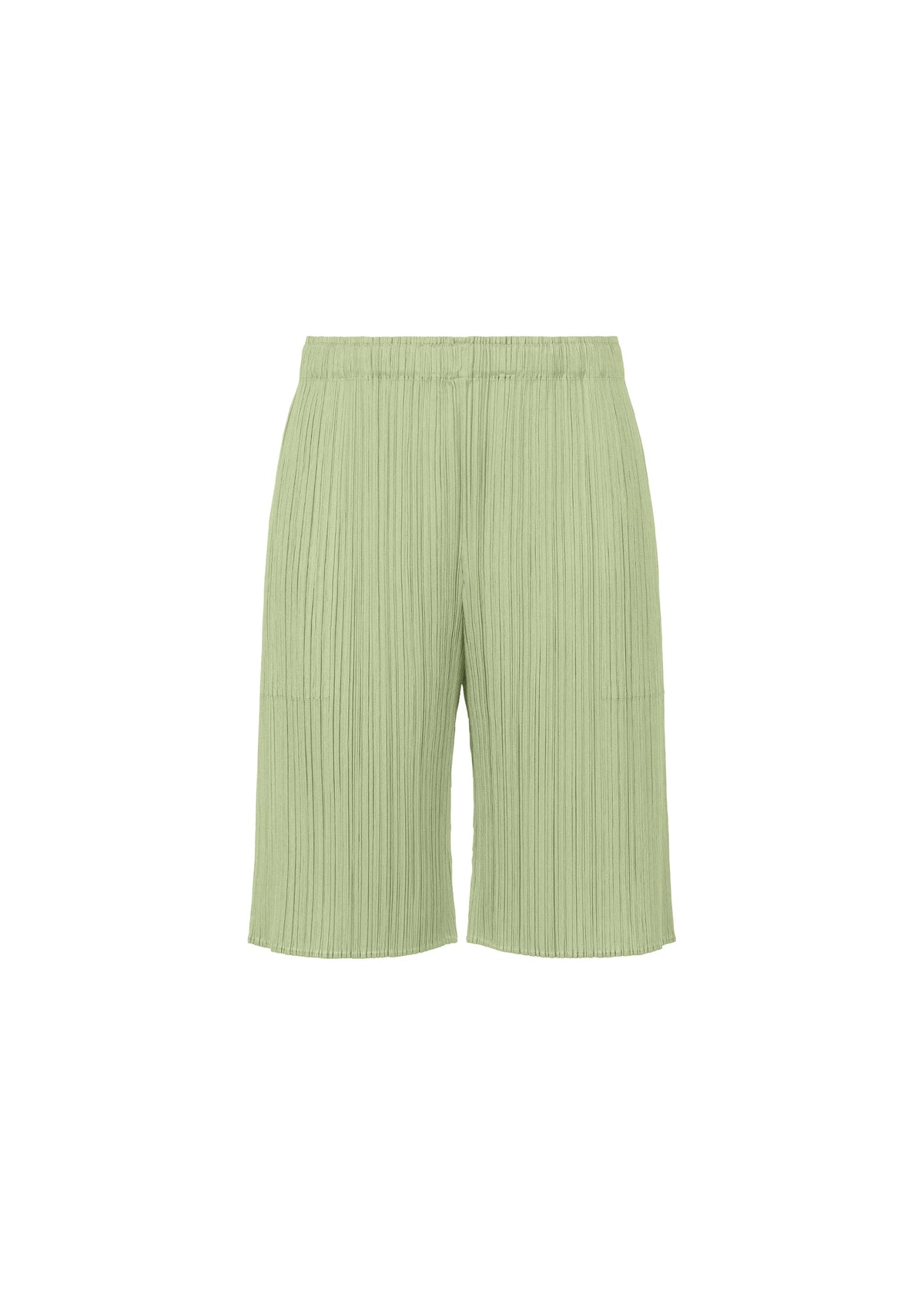 A product shot of the PLEATS PLEASE ISSEY MIYAKE MONTHLY COLORS : JUNE trousers in pastel green (58).