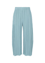 A product shot of the PLEATS PLEASE ISSEY MIYAKE MELLOW PLEATS trousers in blue grey (13).