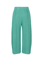 A detail shot of the PLEATS PLEASE ISSEY MIYAKE MELLOW PLEATS trousers.
