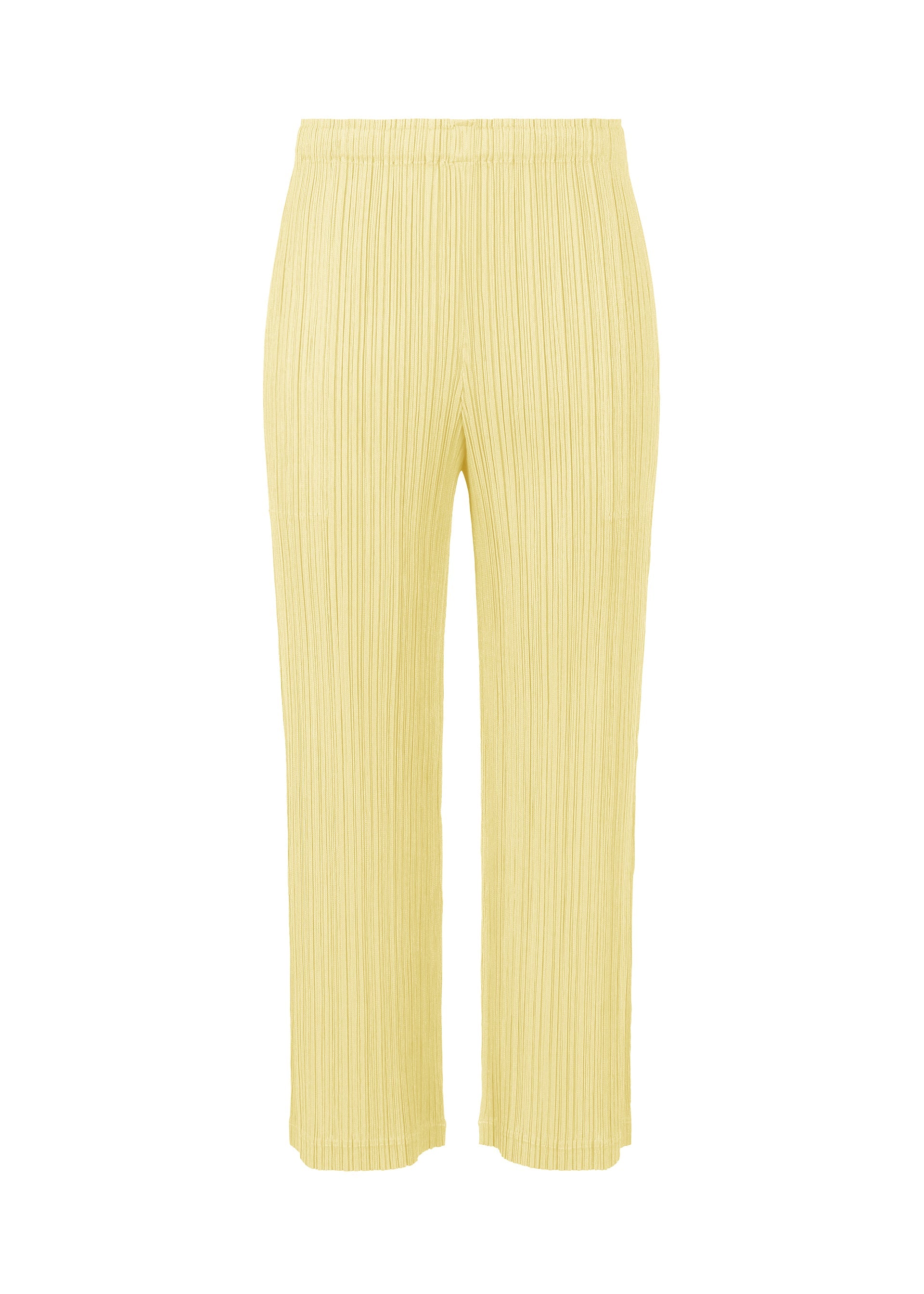 A product shot of the PLEATS PLEASE ISSEY MIYAKE THICKER BOTTOMS 2 trousers in cream (04).