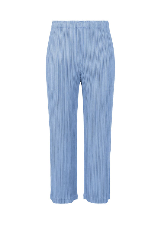 A product shot of the PLEATS PLEASE ISSEY MIYAKE THICKER BOTTOMS 2 trousers in light blue (70).