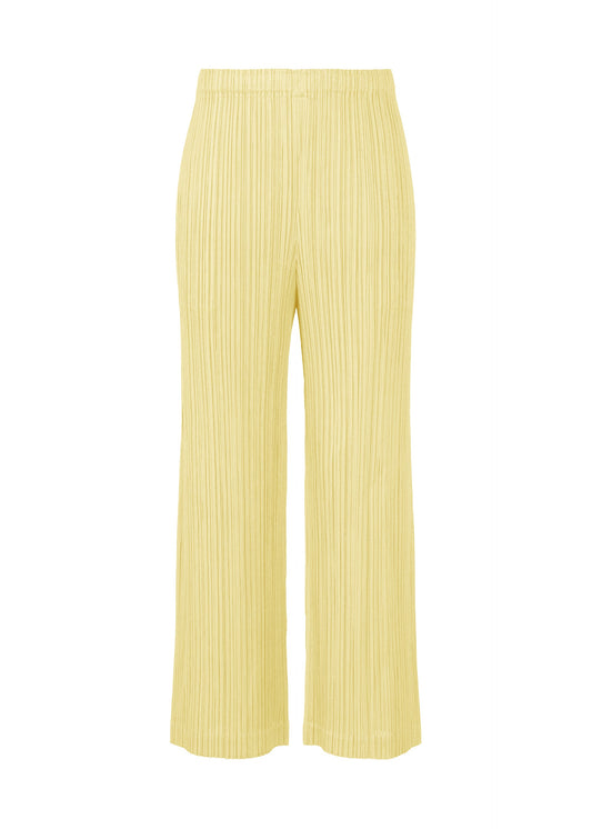 A product shot of the PLEATS PLEASE ISSEY MIYAKE THICKER BOTTOMS 2 trousers in cream (04).