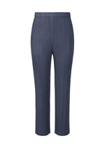 A product shot of the PLEATS PLEASE ISSEY MIYAKE LOOP BOTTOMS trousers in navy blue (78).