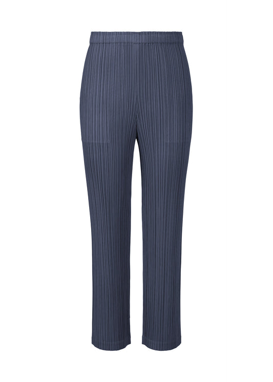 A product shot of the PLEATS PLEASE ISSEY MIYAKE LOOP BOTTOMS trousers in navy blue (78).